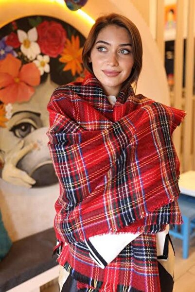 EkoStore KIRMIZI EKOSE KARELİ ŞAL& ATKI