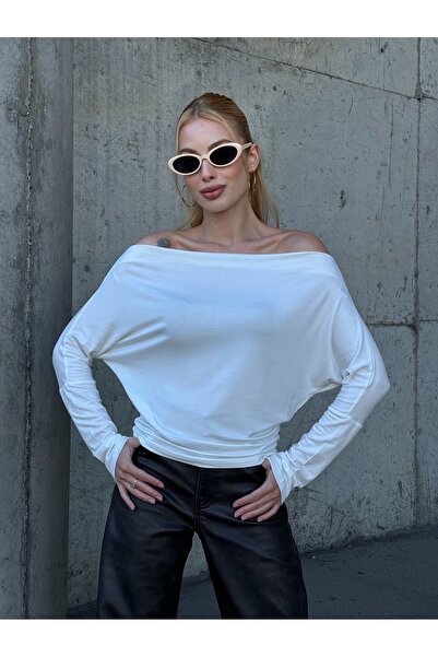 MAMAYAGA Women's Boat Neck Full Stretch Asymmetrical Cut Comfort Sports Stylish Design Soft Blouse