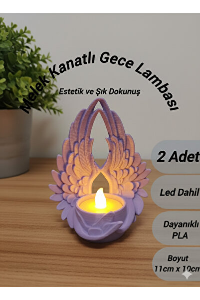 J&K Dizayn Koruyucu Melek Kanatları Gece Lambası (2 Adet) | 12x10cm Büyük Boy...