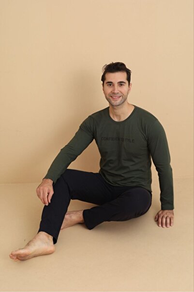 LİLA PİJAMA Men's Bamboo Stretch Fabric Long Sleeve Men's Pajama Set