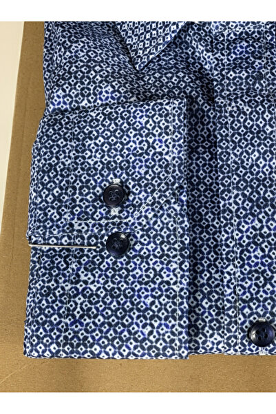 YusGos Long Sleeve Cotton Easy Iron Patterned Regular Fit Premium Men's Shirt