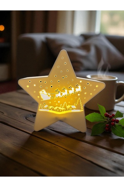 RubaTrend Yılbaşı Temalı Tealight Dekoratif Mumluk Yıldız Lamba Led Dahildir