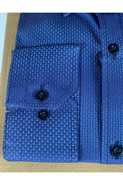 YusGos Long Sleeve Cotton Easy Ironing Faded Spot Pattern Regular Fit Premium Men's Shirt