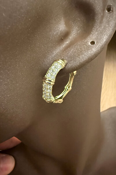 SEZİNİN TAKI DÜKKANI Çelik zirkon taş detay halka küpe