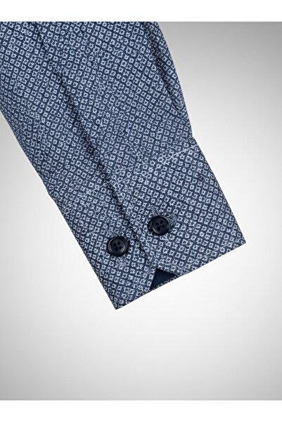 YusGos Long Sleeve Cotton Easy Iron Patterned Regular Fit Premium Men's Shirt