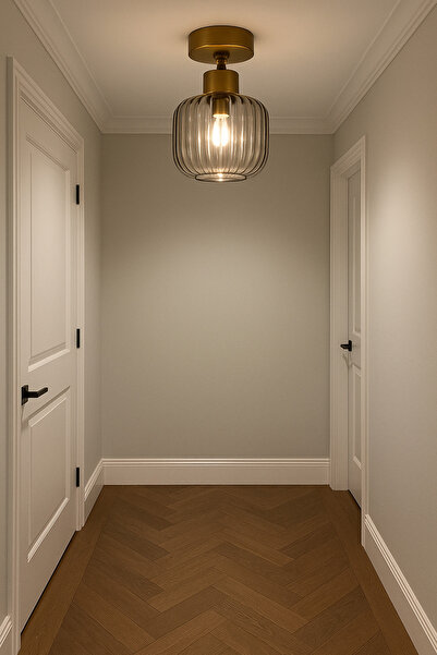 Uçar Elif Modern Tasarım Antre Hol Mutfak Çocuk Odası Plofonyer Tavana Sıfır Minimal Camlı Tekli Avize