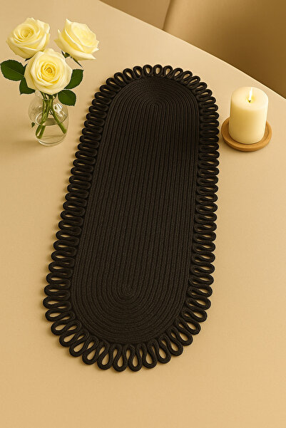 evdeucuz Naturel Reina Collection Jute Patterned Wicker American Tablecloth |   Table and Coffee Table Cover Runner 35X80