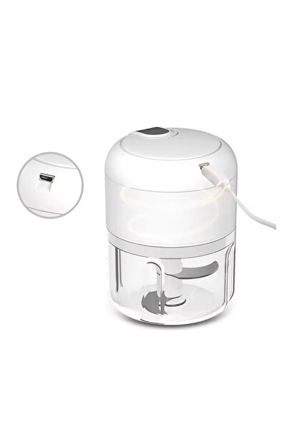 China Mini electric kitchen chopper USB charging 250ml with 3 blades White