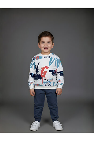 MİLANO KİDS موسمي طقم سويت شيرت علوي وسفلي للأطفال