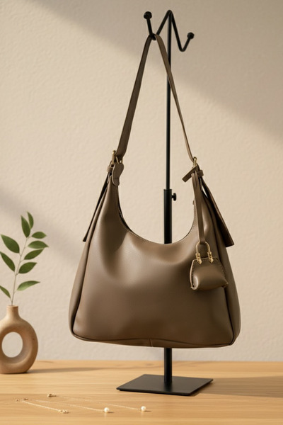 MioArt Geantă moale pentru femei, geantă de umăr cu breloc