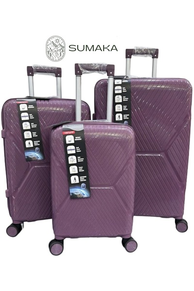 SUMAKA 3-Piece Luggage Set - Premium Travel Trolley Suitcase with Spinner Wheels + TSA Lock (20"+24"+28")