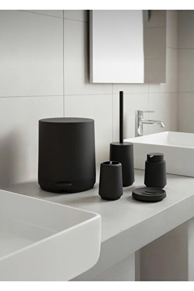 CEZVE HOME طقم حمام أوليفيا الفاخر ذو الملمس الناعم مكون من 5 قطع من الأكريليك الأسود