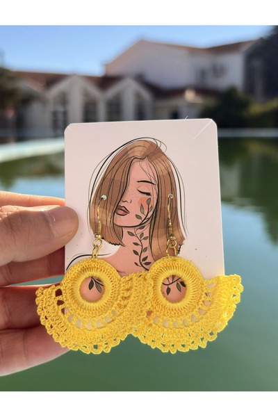 BAGS Dennis'M Handmade Yellow Crochet Earrings – November Special Design