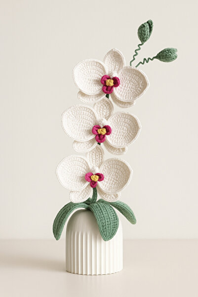 Lumi Loop Studio El Yapımı Örgü Orkide – Dekoratif Hediye Çiçek, Ev ve Ofis Süsü
