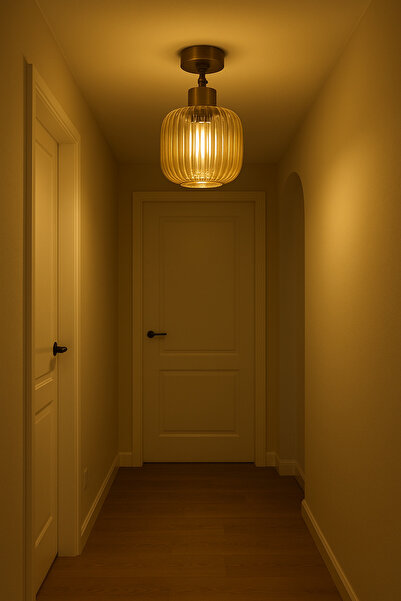 Uçar Elif Modern Tasarım Antre Hol Mutfak Çocuk Odası Plofonyer Tavana Sıfır Minimal Camlı Tekli Avize