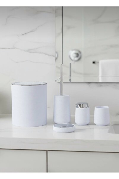 CEZVE HOME طقم حمام أكريليك حديث أبيض مكون من 5 قطع من دايموند