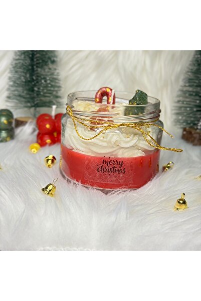 MYELFA Yılbaşı Temalı Hediyelik Konseptli Kavanozda Kremalı Soya Mum