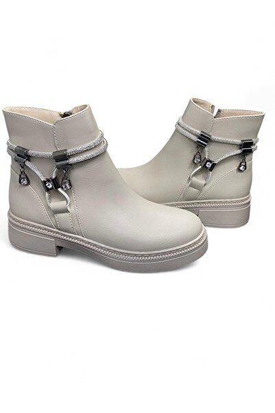 Desimod أحذية نسائية بسحاب جانبي مع إكسسوارات حجرية