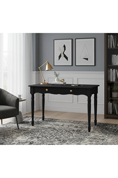 Wooding Mobilya 110 Cm Masif Siyah Tornalı Çalışma Masası