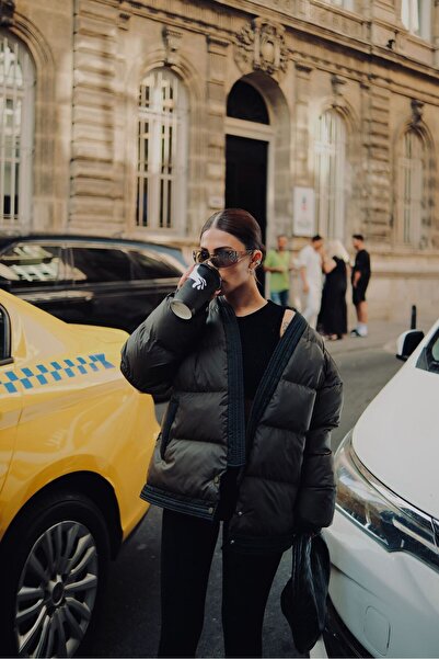 FMN Moda Color Block Equivalent Thick Winter Filling Inflatable Pinboard Oversized Model Lightweight Double-Breasted Coats Jacket