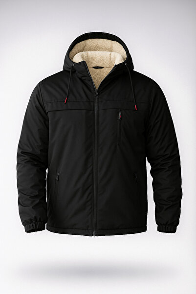 FASİON Men's Fur-Lined Winter Coat Jacket