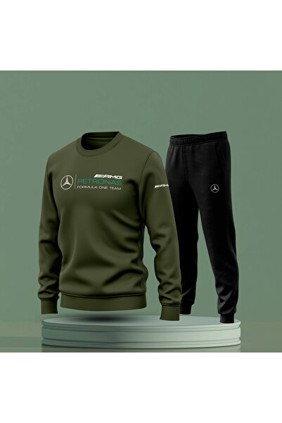 Bulvar Lee Crew Neck m'Ercedes B'Enz Printed Men's Tracksuit Set / Car