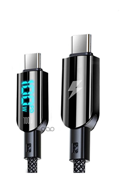 MOBİL GO 100W Hızlı Ipad Iphone 15/16 Plus/16/17 Pro Max Uyumlu Hızlı Şarj Kablosu Digital Göstergeli Kablo