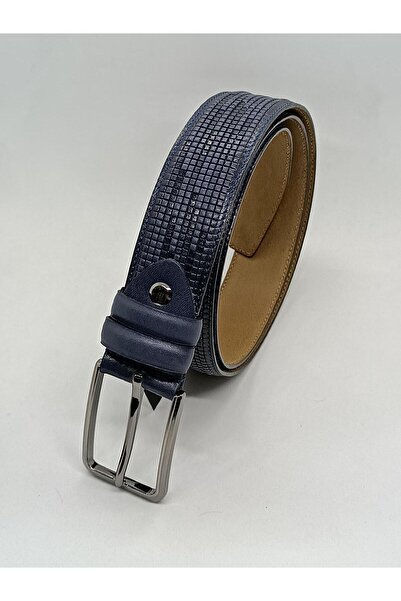 Gutiero Men's 100% Genuine Leather Navy Blue Classic Belt