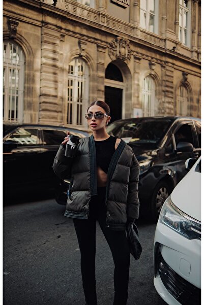 FMN Moda Color Block Equivalent Thick Winter Filling Inflatable Pinboard Oversized Model Lightweight Double-Breasted Coats Jacket