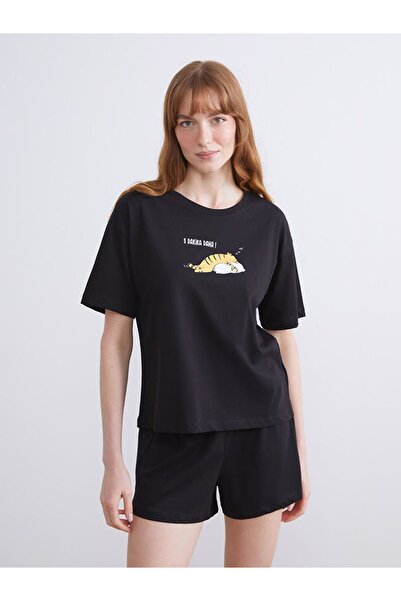 LC Waikiki Lcw Dream Crew Neck Printed Women's Shorts Pajamas Set