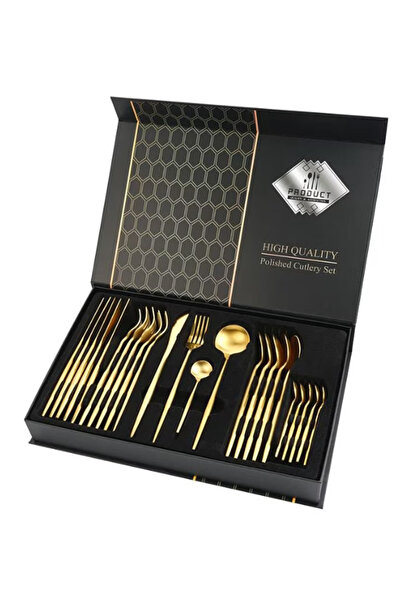 BASE Set of 24 elegant and refined cutlery with a luxurious GOLD finish