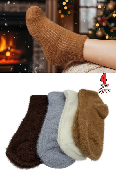 stellare Women's Thick Winter Fuzzy Towel Socks Set of 4 – Soft Textured, Plush Warm Winter Socks