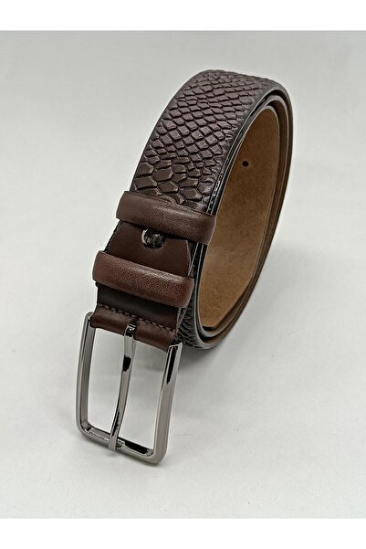 Gutiero Men's 100% Genuine Leather Brown Classic Belt