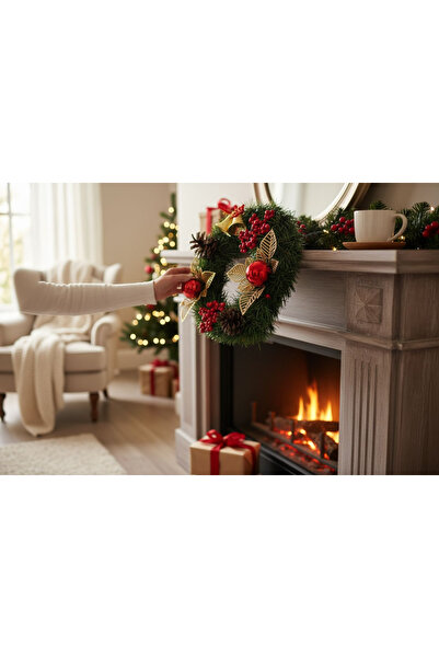 LEVA Christmas Door Decoration Pair (2) with Croquan 24 cm Garland