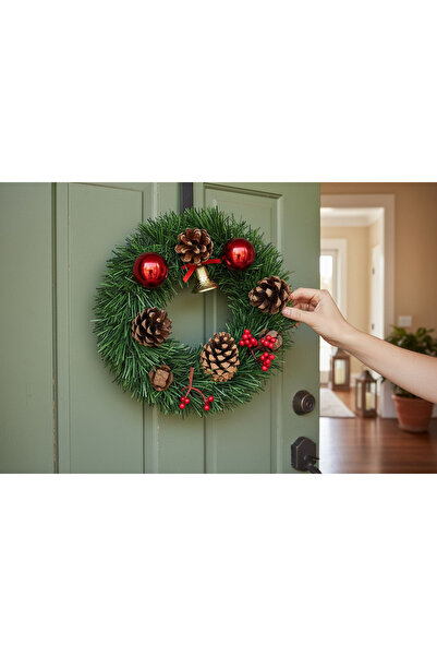 LEVA Green Christmas Door Ornament, 24 Cm, Single Crocan, Stylish and Colorful Decoration.