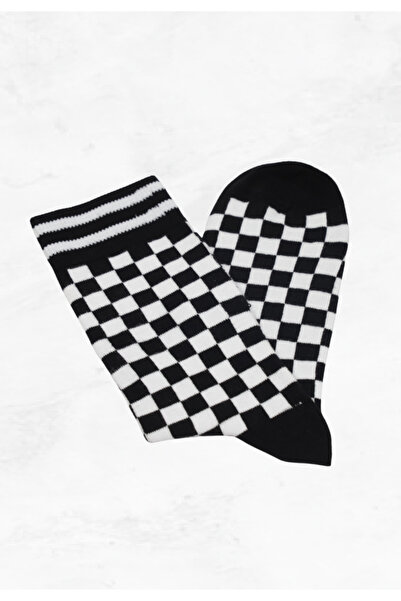 TOSKI Șosete Bărbați cu Carouri, Vesele, Fără Cusătură, Negru