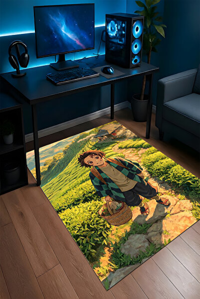 Halura Demon Slayer Tanjiro Anime Kaymaz Taban Makinede Yıkanabilir Oyuncu Ga...