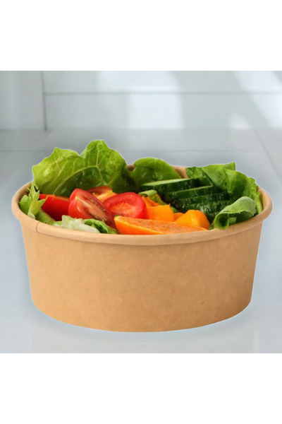 Tüter 550Cc Kraft Cardboard Salad Bowl with Transparent Lid 50 Pieces