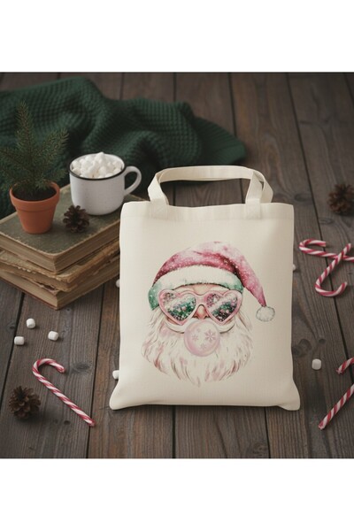 PRİNTOPİA DESİGN حقيبة حمل من الكتان ذات طابع عيد الميلاد المجيد - متينة |   صديق للبيئة |   خيار الهدية
