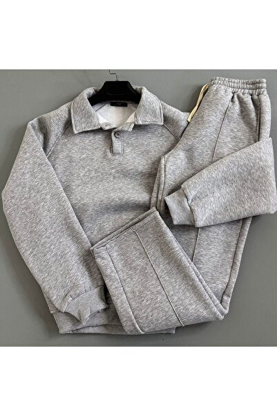 WENMİNG Men's 3-Ply Combed Cotton Fabric Sha Fleece-Lined Tracksuit Set