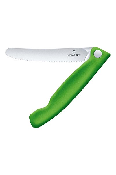 Victorinox 6.7836.F4B SwissClassic Cuțit pliabil pentru roșii, 11 cm, verde