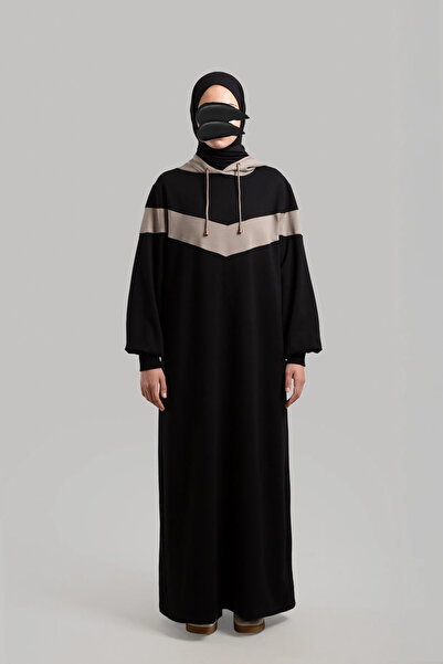 Lemaye Garni Detaylı Spor Pamuklu Elbise - Siyah