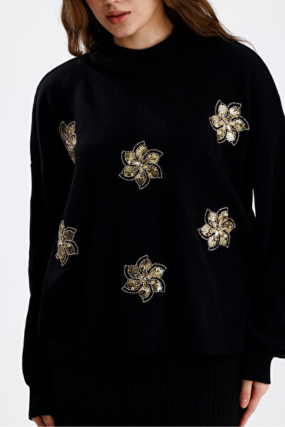 markazzi Kadın Üst Boncuk Detaylı Bolero Kazak Alt Askılı Elbise Triko Takım