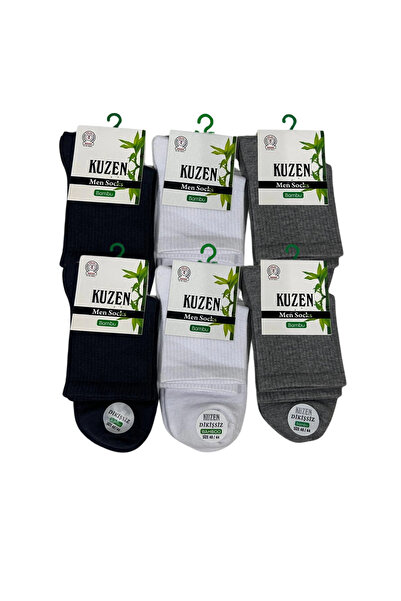 ALFA AKSESUAR 03 Kuzen Stitch-Free Half-Conch Bamboo Men's Socks 12 Pieces