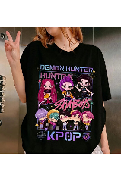 barsdepo Tricou Huntrix cu imprimeu , supradimensionat Tricou alb unisex pent...