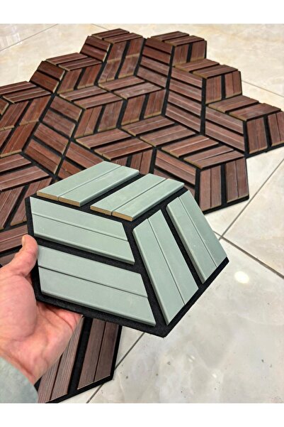 DDTREND 3 Boyutlu Altıgen Akustik Duvar Paneli MDF Ahşap Siyah Keçeli 15-25-2...