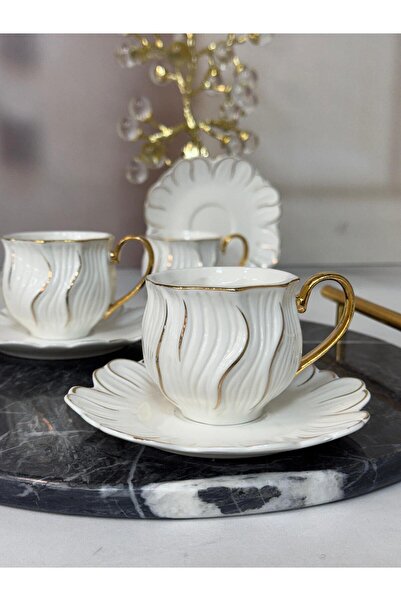 Kosova طقم أكواب ذهبية ZJN-09 مكون من 6 قطع (أبيض 24 قيراط)