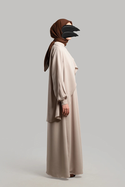 Lemaye Fermuarlı Allerli Ferace - Taş