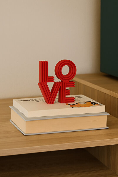 Home LOVE Dekoratif Obje Kırmızı 10x10 cm – Süs, TV Ünitesi ve Raf Aksesuarı,...