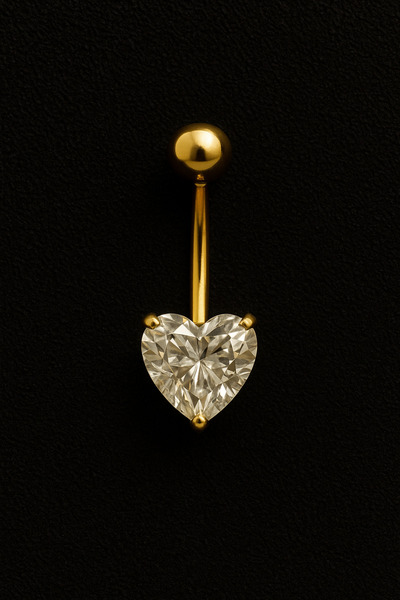 ömay takı Kalp Zirkon 316l Cerrahi Çelik Göbek Piercing